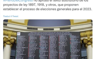 Il parlamento peruviano boccia l’anticipo delle elezioni al 2023